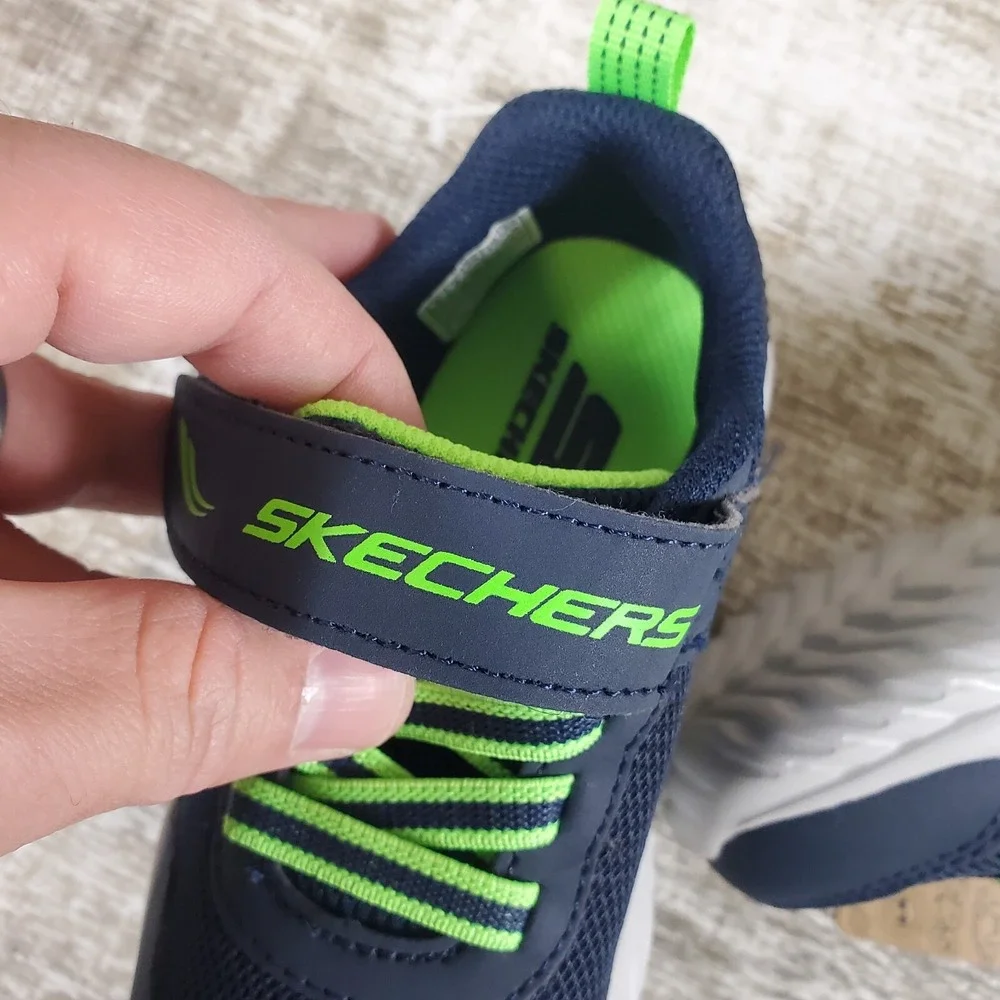 Skechers Nitro Sprint Kids Shoes Sz 9 Running Navy Blue Gray Logo Mesh Sneakers
